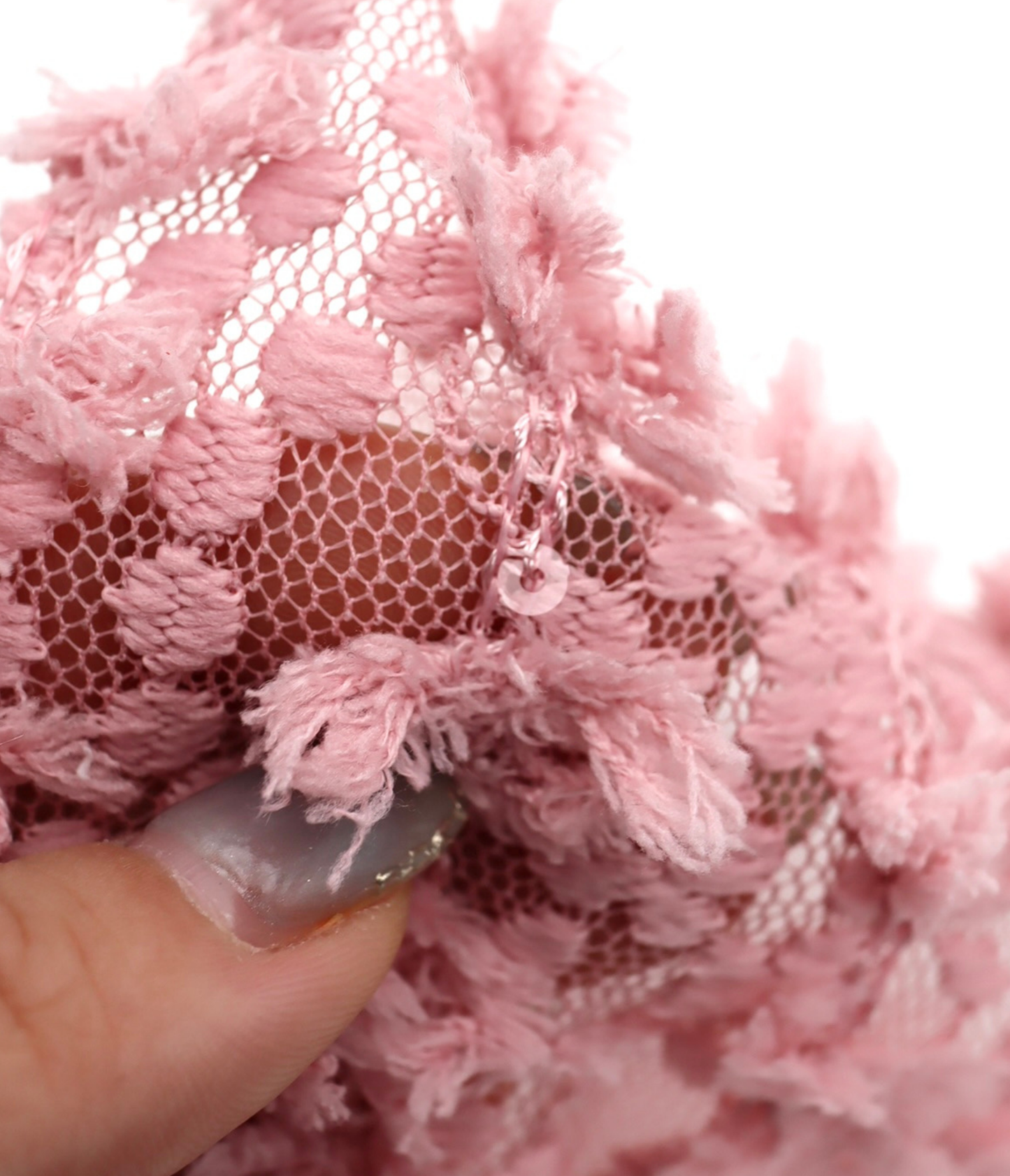 【25SS-139】フリンジテープフラワー×スパンコール刺繍チュールレース
