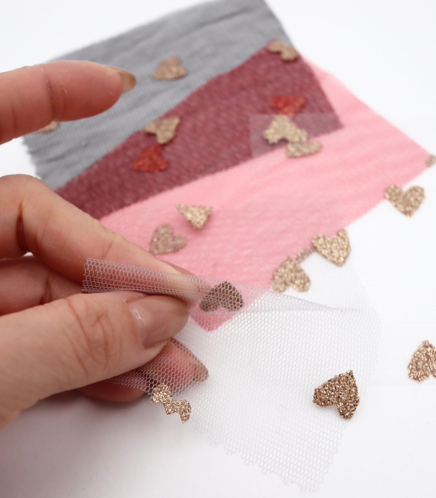 【25SS-055】ハートラメ刺繍チュール /0.5yあたり=~540円