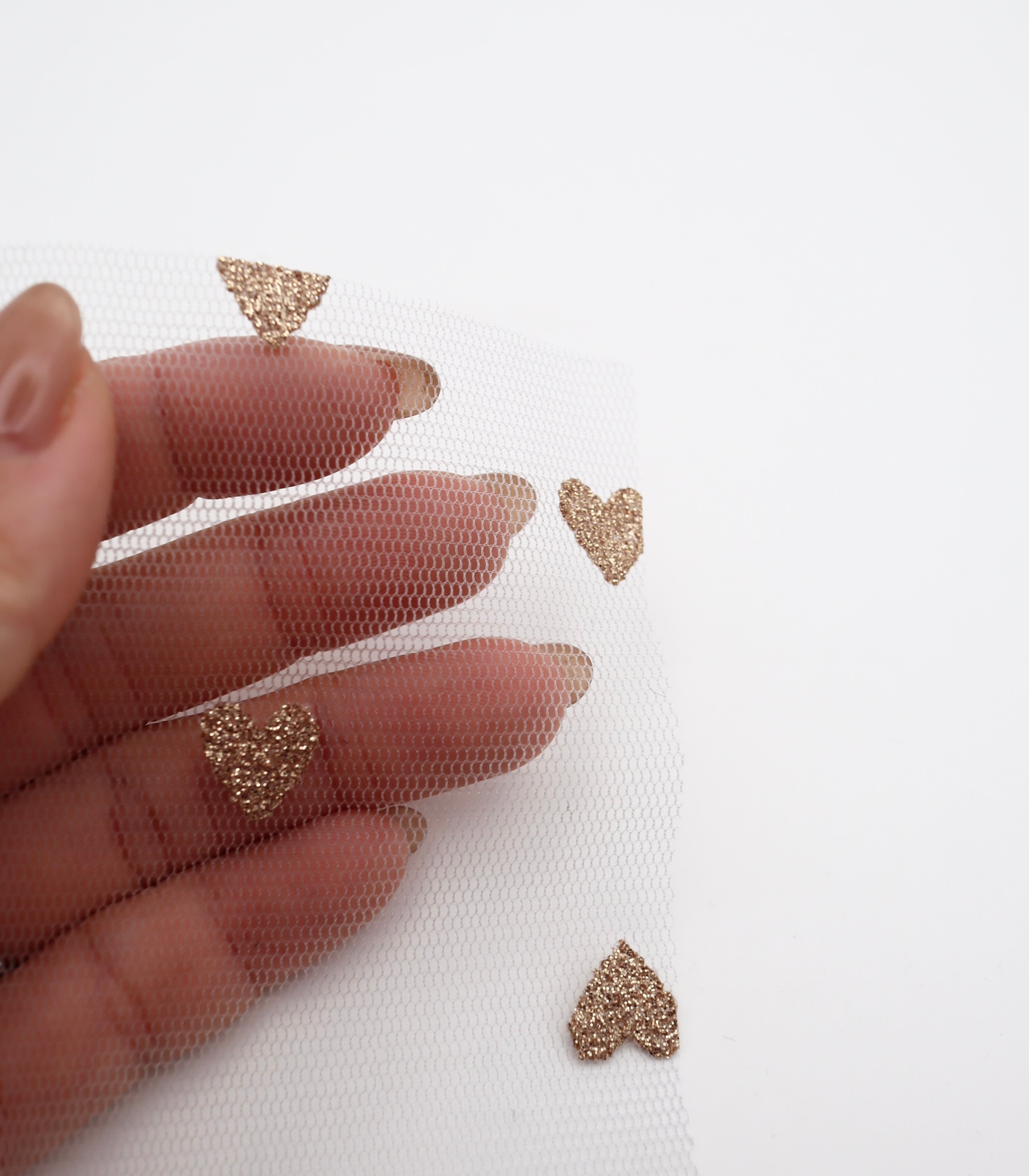 【25SS-055】ハートラメ刺繍チュール /0.5yあたり=~540円