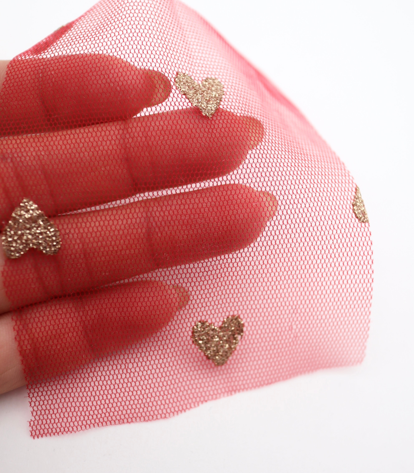 【25SS-055】ハートラメ刺繍チュール /0.5yあたり=~540円