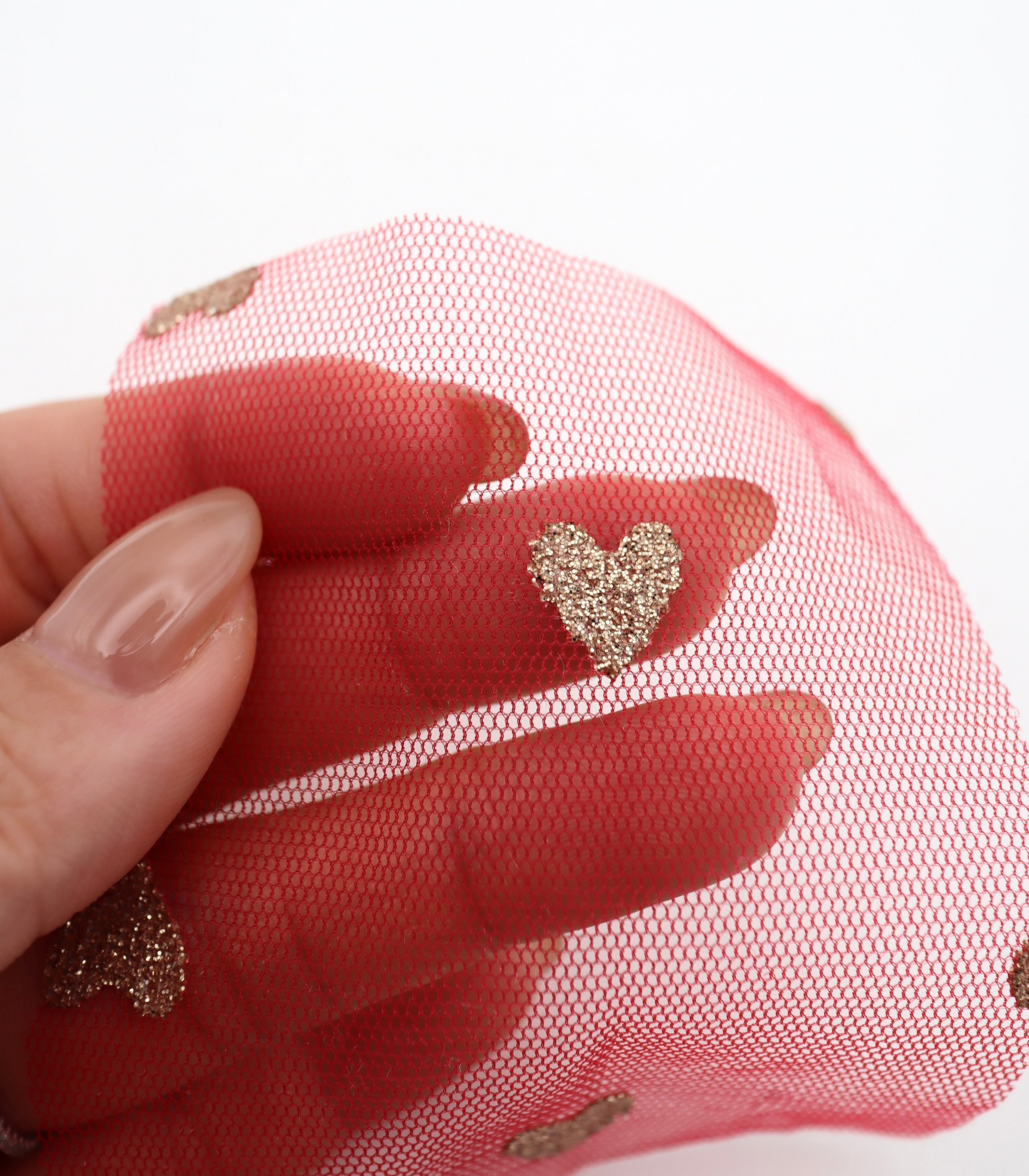 【25SS-055】ハートラメ刺繍チュール /0.5yあたり=~540円