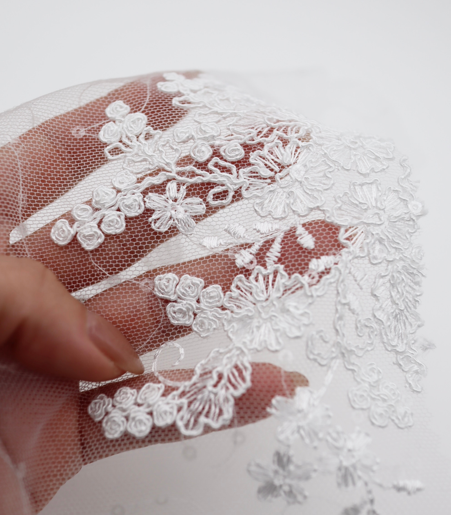 【25SS-389】スパンコール×フラワー刺繍スカラップ付きチュールレース /0.5yあたり=~1645円