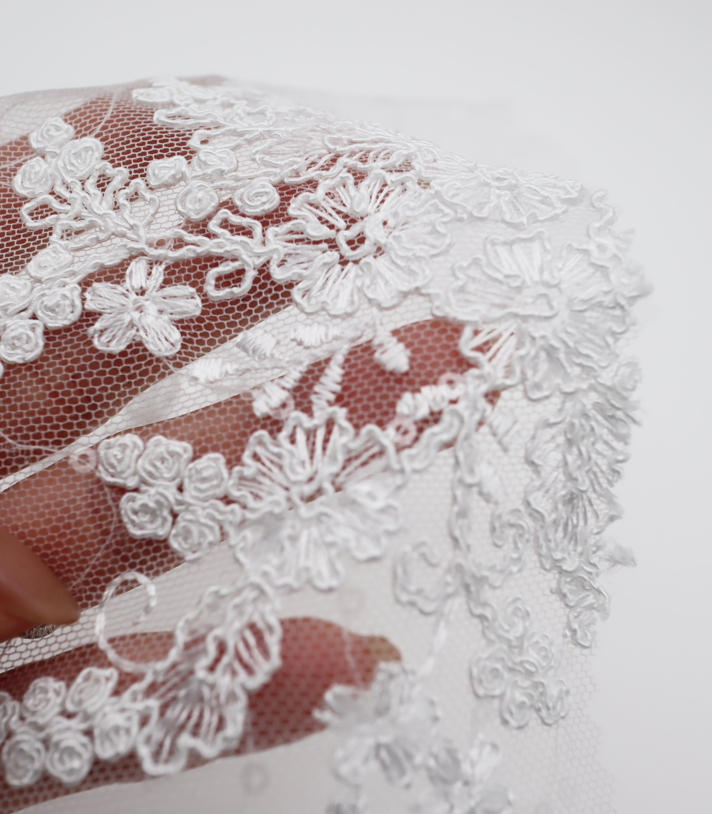 【25SS-389】スパンコール×フラワー刺繍スカラップ付きチュールレース /0.5yあたり=~1645円
