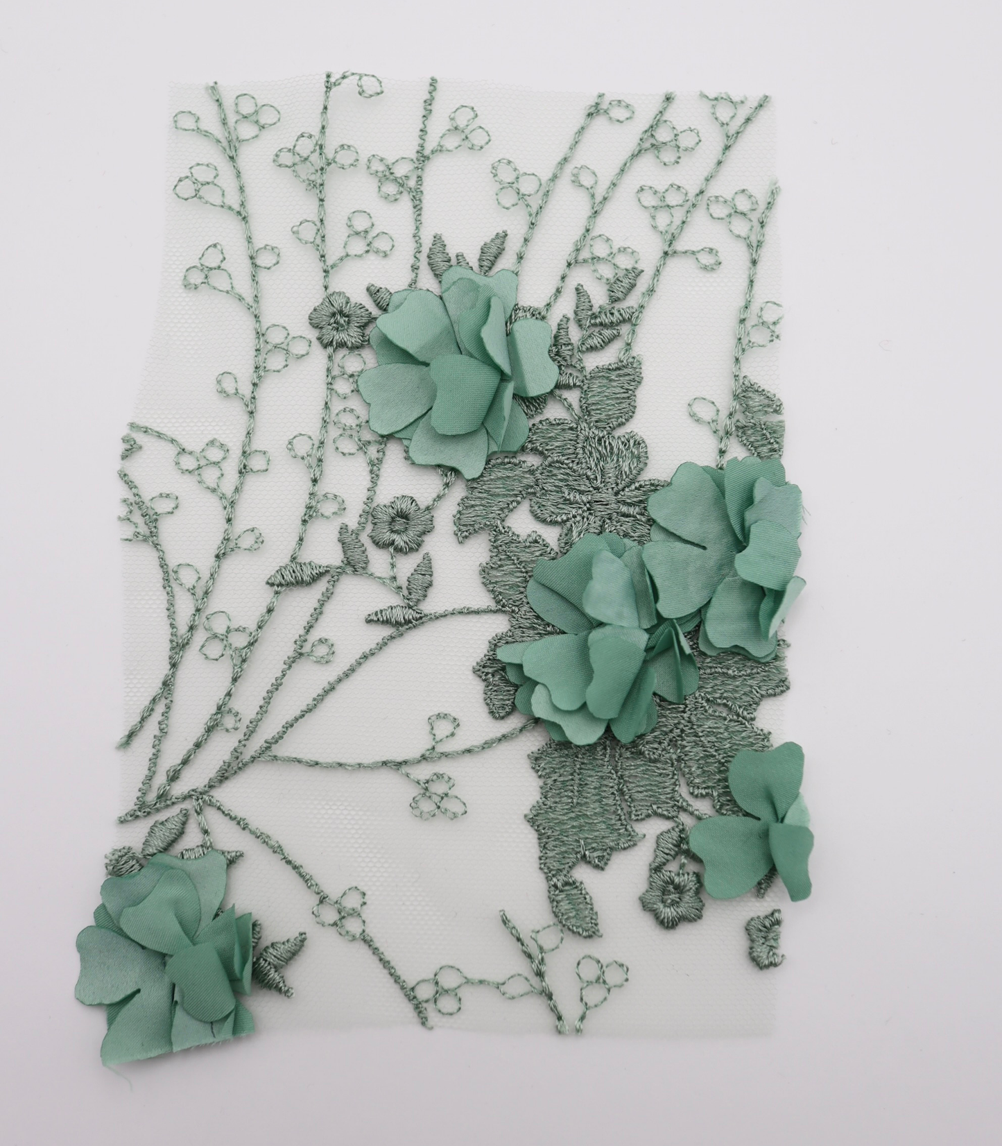 【25SS-382】立体フラワー付き刺繍チュール /0.5yあたり=~2570円