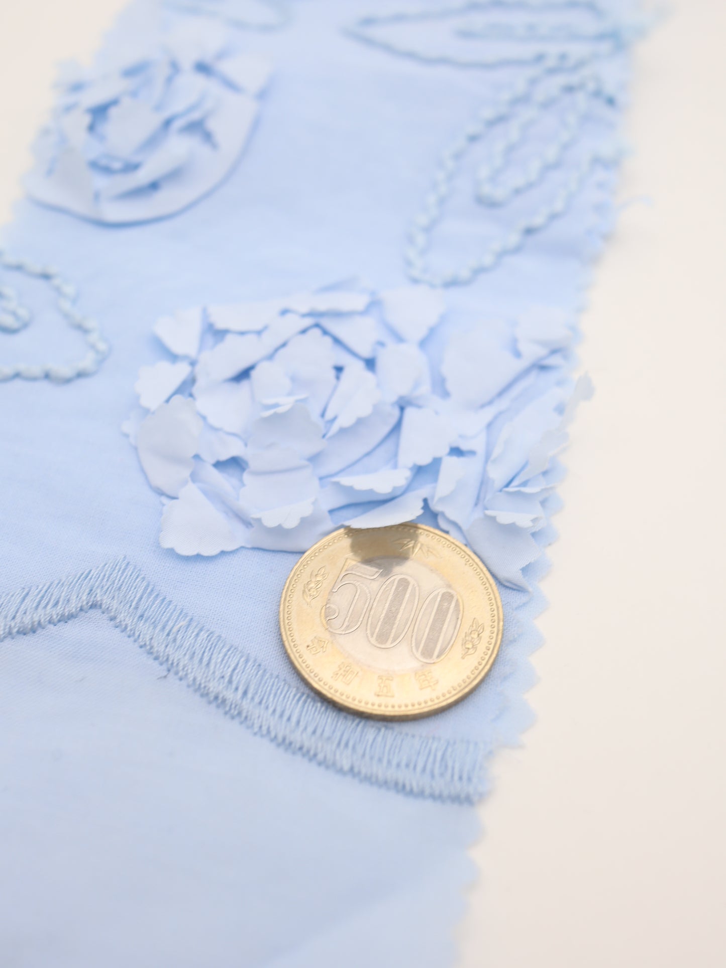 【25AW-019】スカラップ付き立体フラワー刺繍綿ローン /0.5yあたり=~1190円