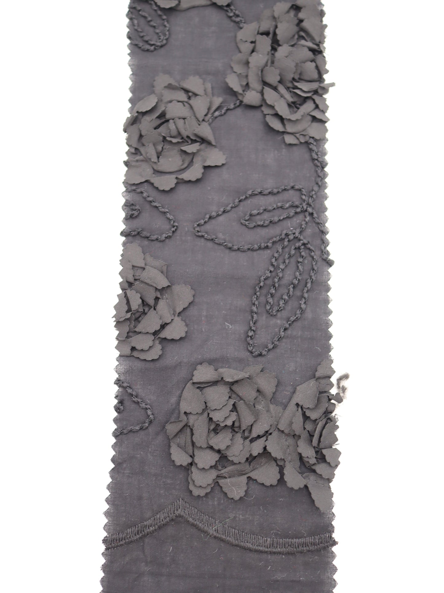 【25AW-019】スカラップ付き立体フラワー刺繍綿ローン /0.5yあたり=~1190円