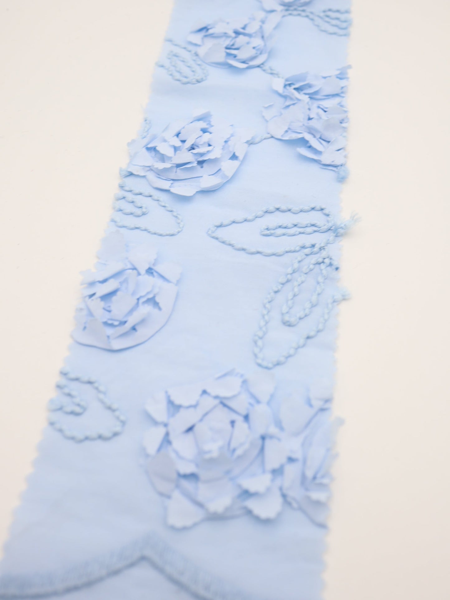 【25AW-019】スカラップ付き立体フラワー刺繍綿ローン /0.5yあたり=~1190円