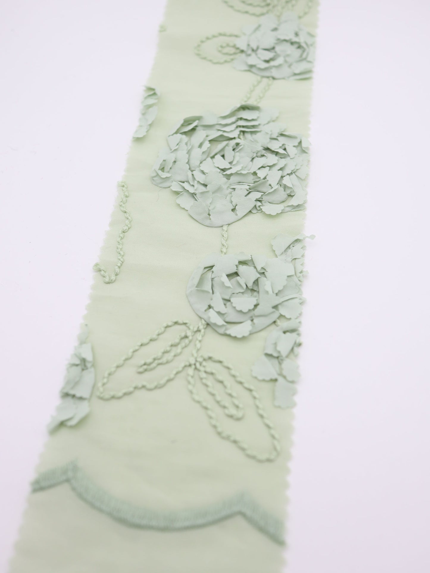 【25AW-019】スカラップ付き立体フラワー刺繍綿ローン /0.5yあたり=~1190円