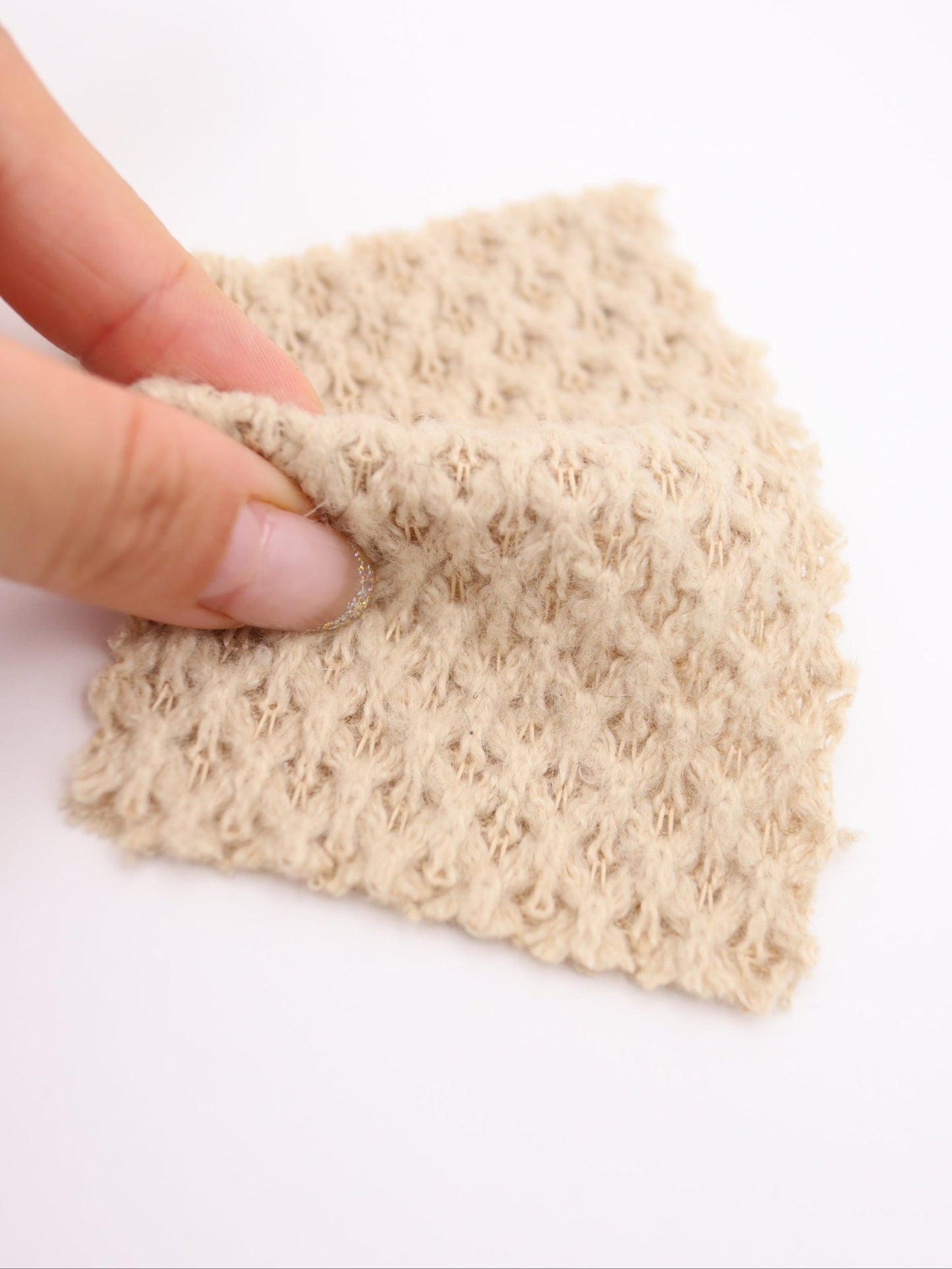 【25AW-035】ウール混ふわふわハニカムニットソー /0.5yあたり=~1500円