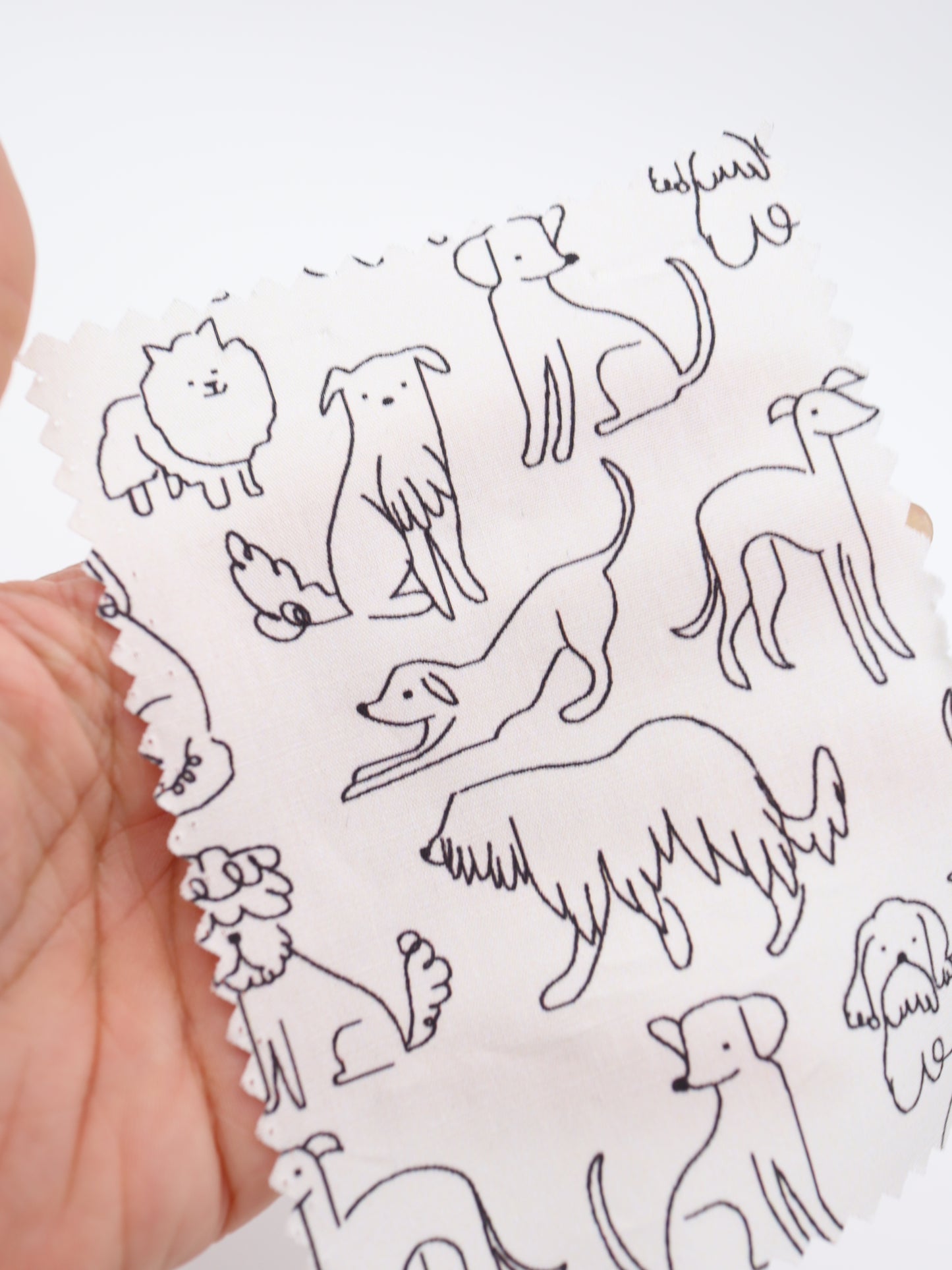 【25AW-048】線画わんちゃんプリント綿ローン /0.5yあたり=~830円