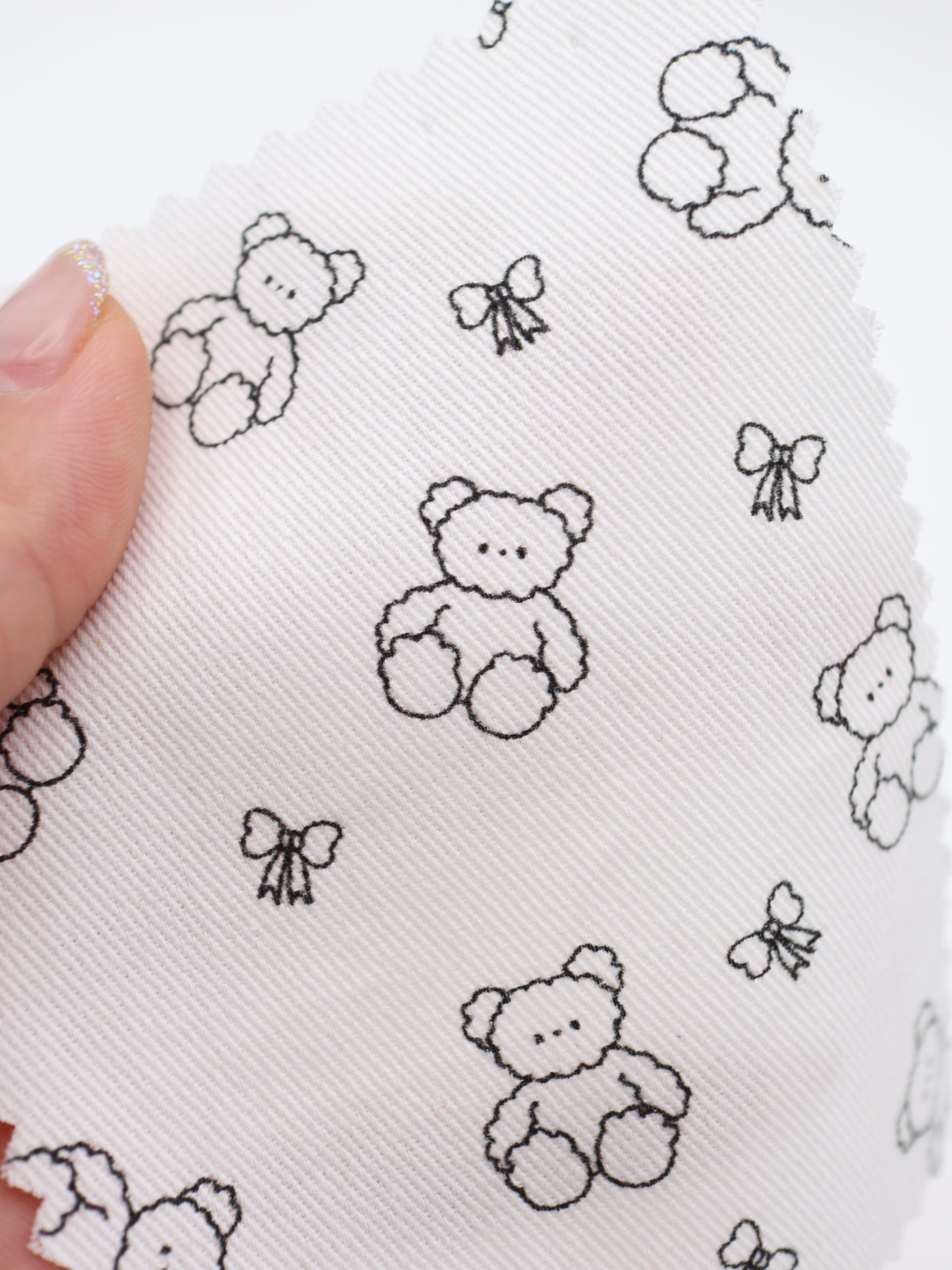 【25AW-022】もこもこくまさん×リボンプリントツイル /0.5yあたり=~960円
