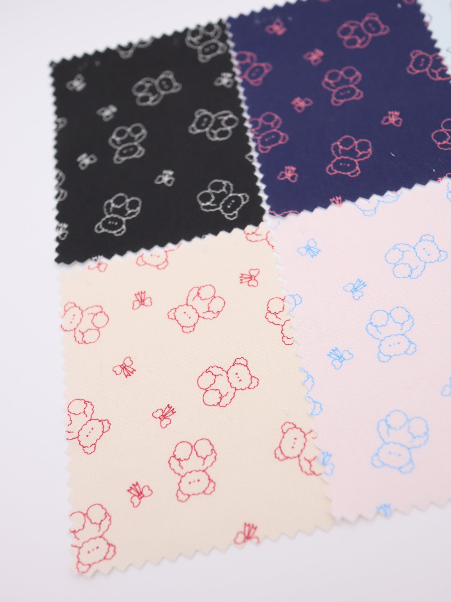 【25AW-022】もこもこくまさん×リボンプリントツイル /0.5yあたり=~960円