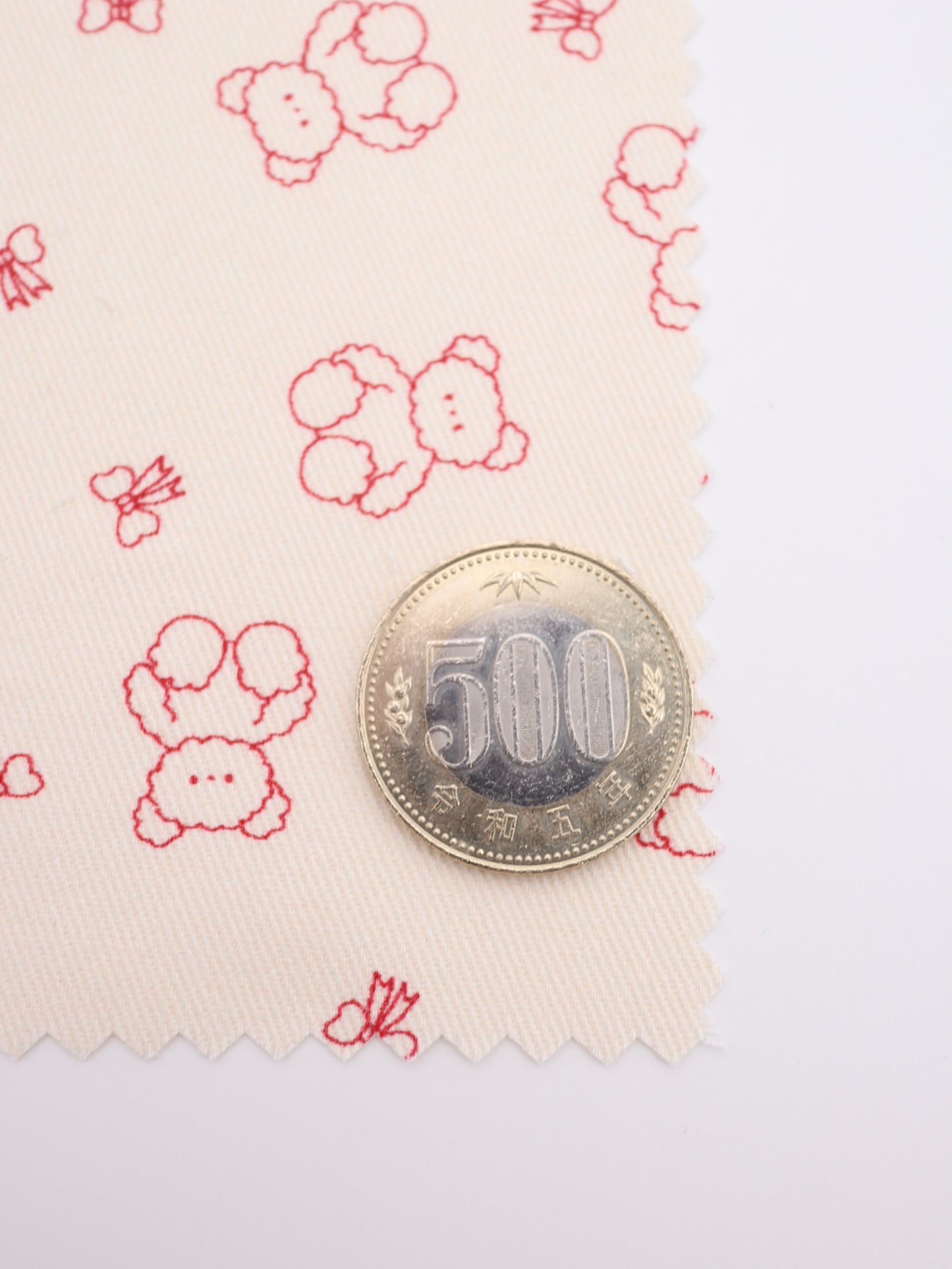 【25AW-022】もこもこくまさん×リボンプリントツイル /0.5yあたり=~960円