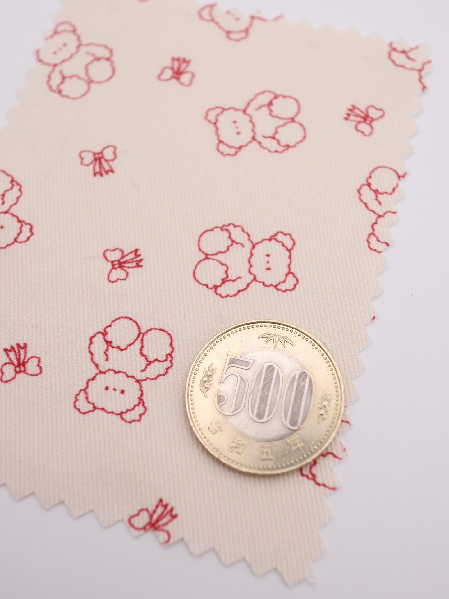 【25AW-022】もこもこくまさん×リボンプリントツイル /0.5yあたり=~960円