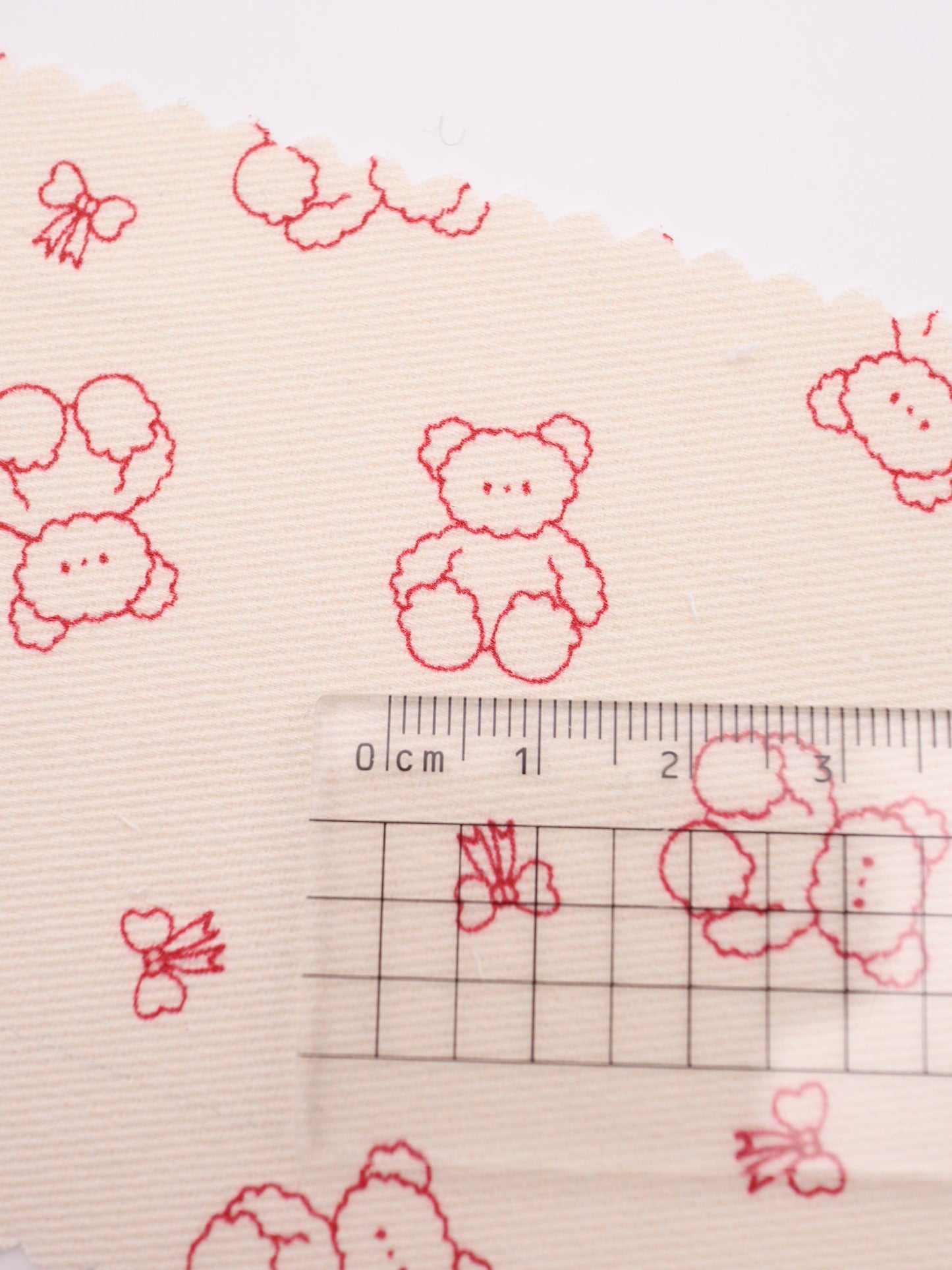 【25AW-022】もこもこくまさん×リボンプリントツイル /0.5yあたり=~960円