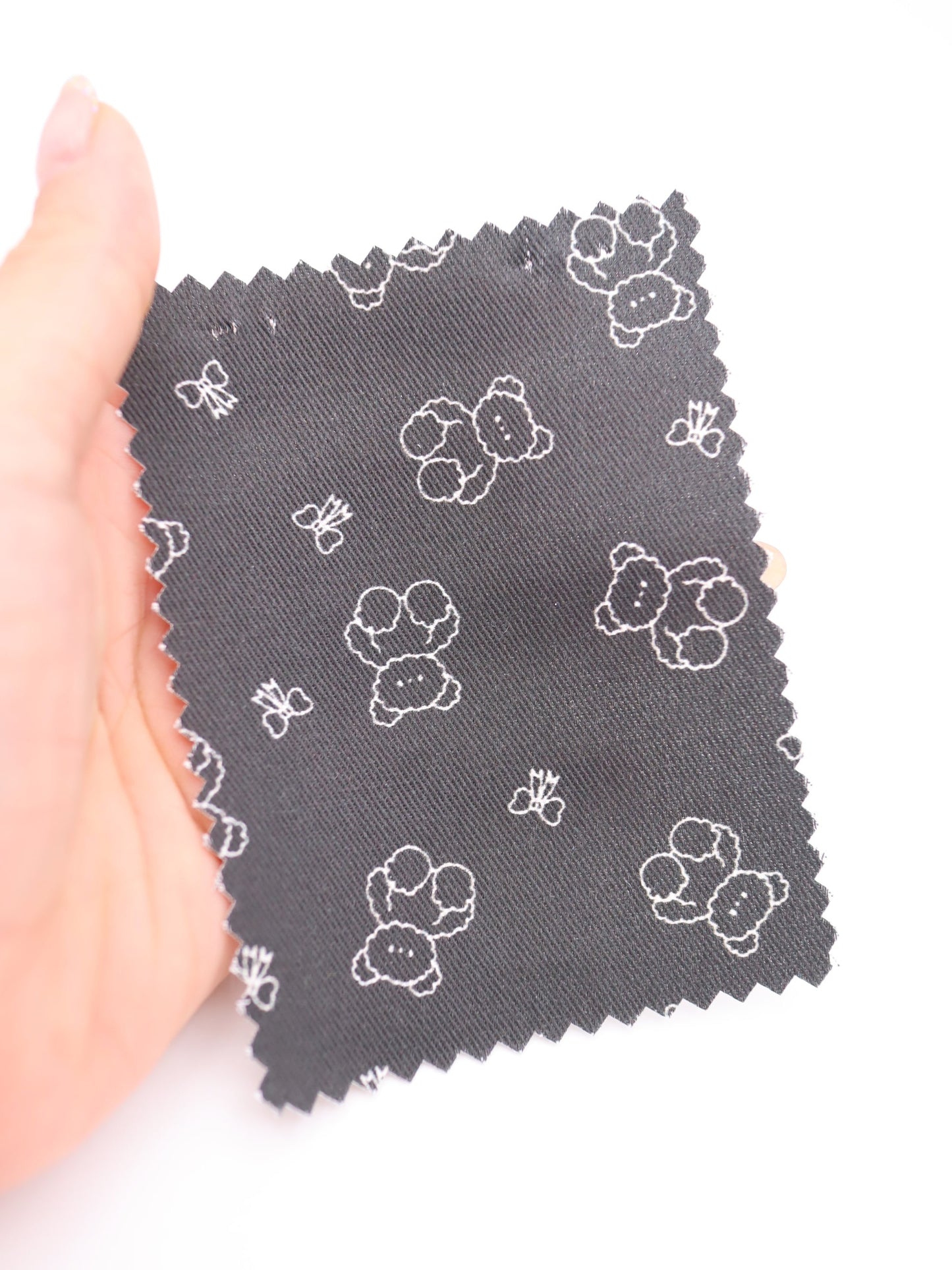 【25AW-022】もこもこくまさん×リボンプリントツイル /0.5yあたり=~960円