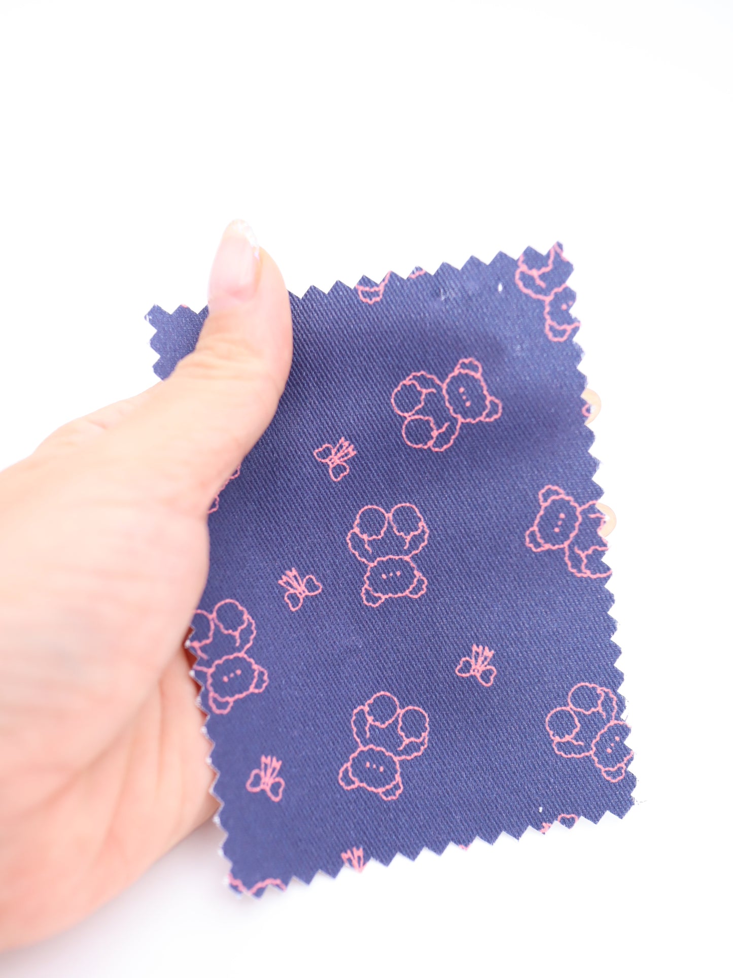 【25AW-022】もこもこくまさん×リボンプリントツイル /0.5yあたり=~960円