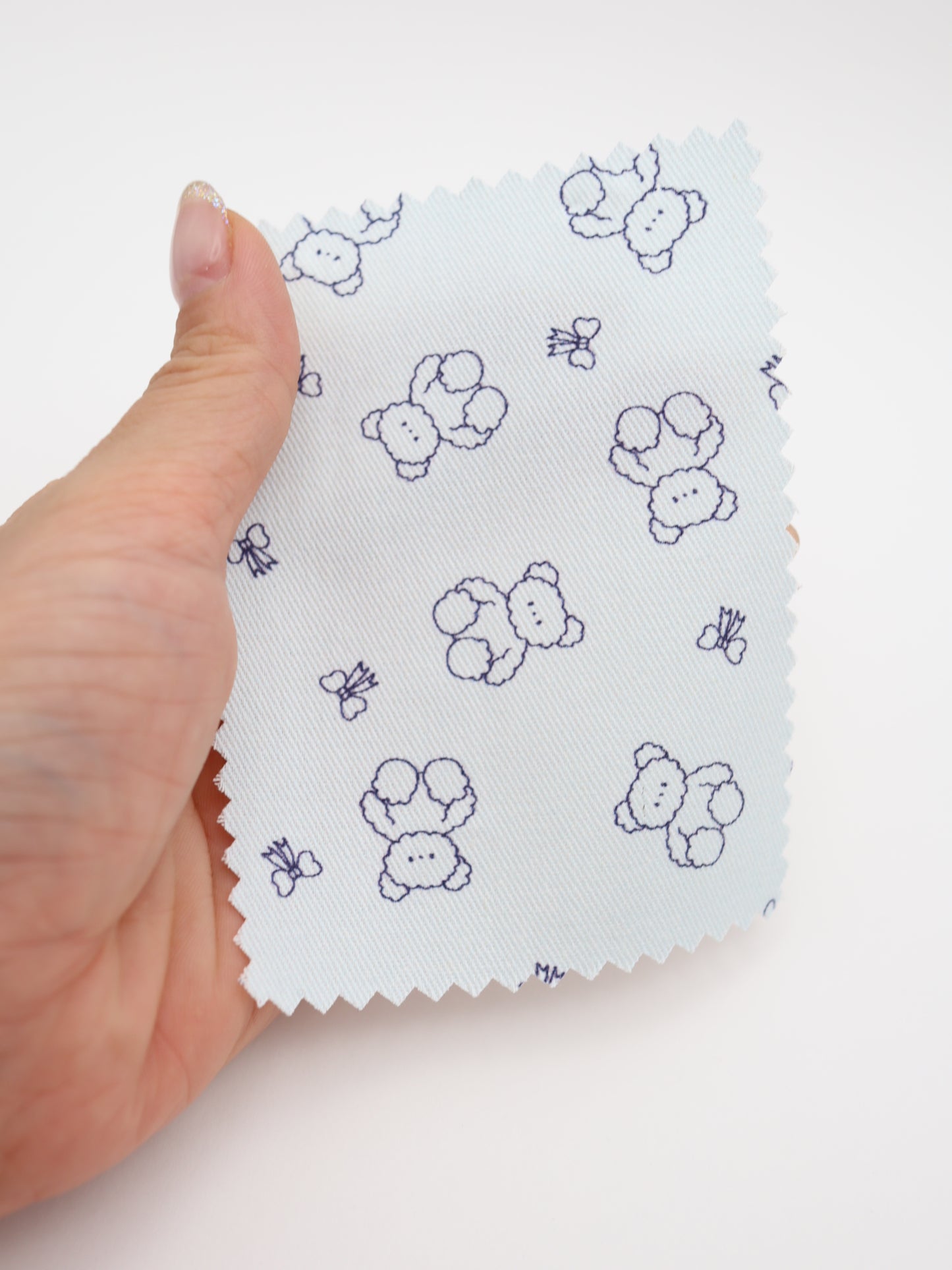 【25AW-022】もこもこくまさん×リボンプリントツイル /0.5yあたり=~960円