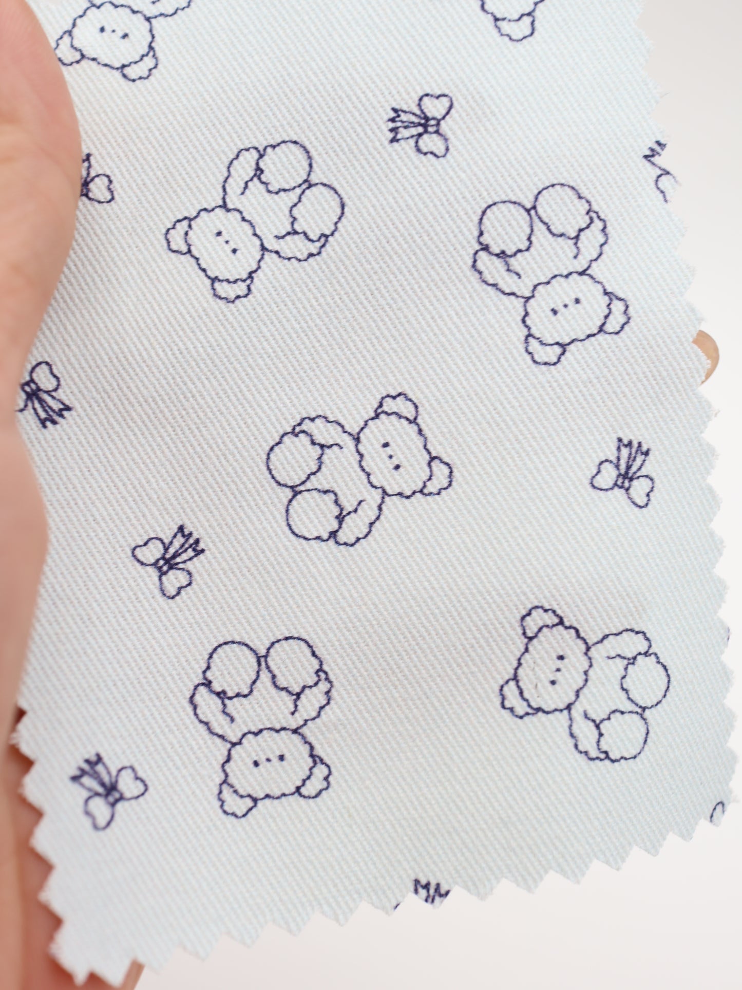 【25AW-022】もこもこくまさん×リボンプリントツイル /0.5yあたり=~960円