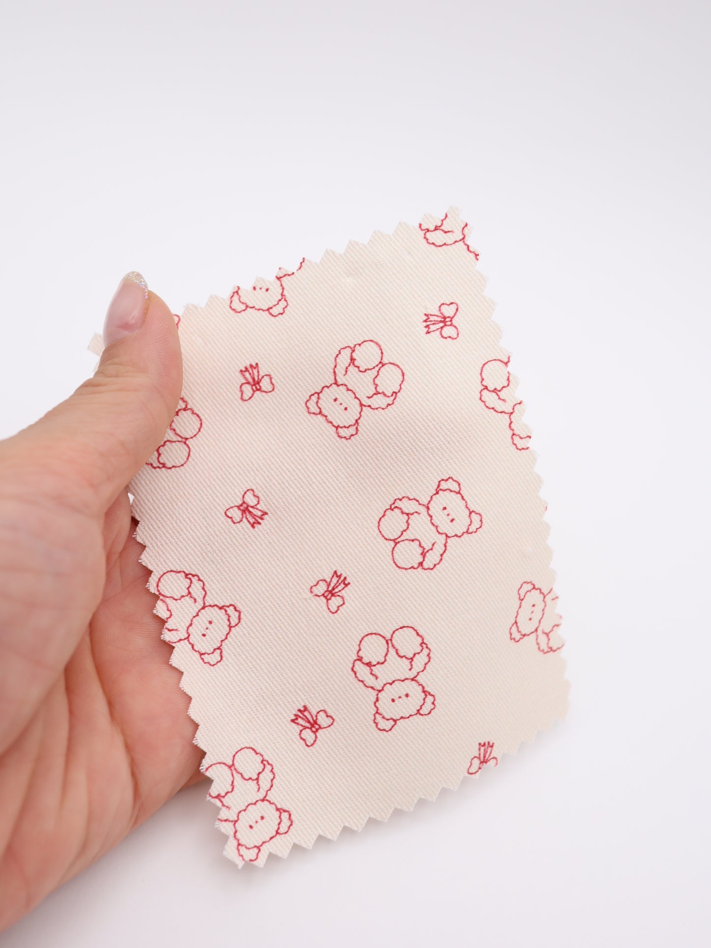 【25AW-022】もこもこくまさん×リボンプリントツイル /0.5yあたり=~960円