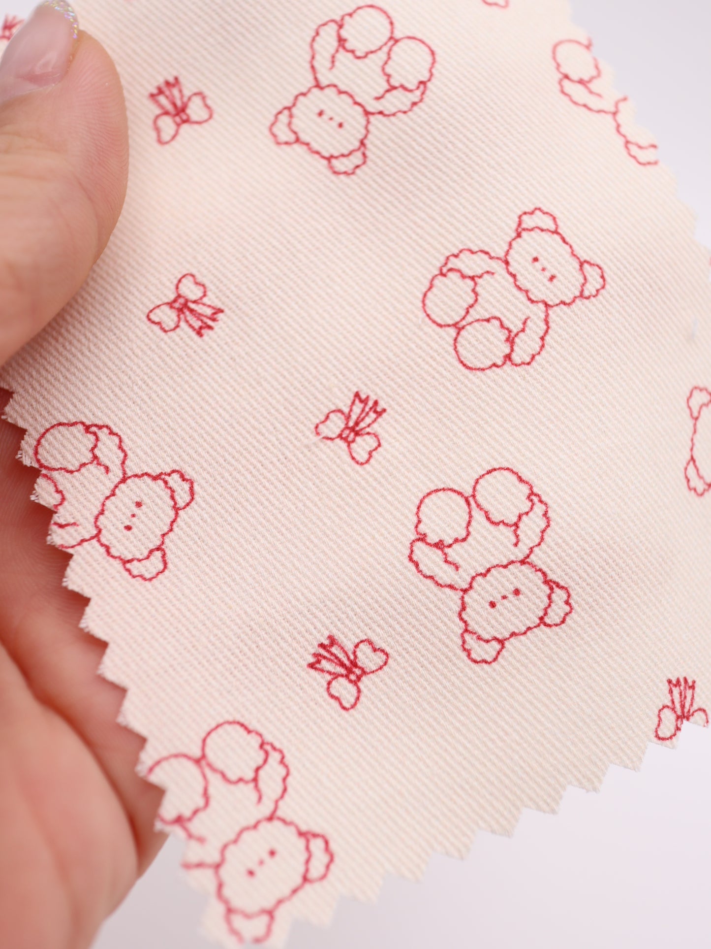 【25AW-022】もこもこくまさん×リボンプリントツイル /0.5yあたり=~960円