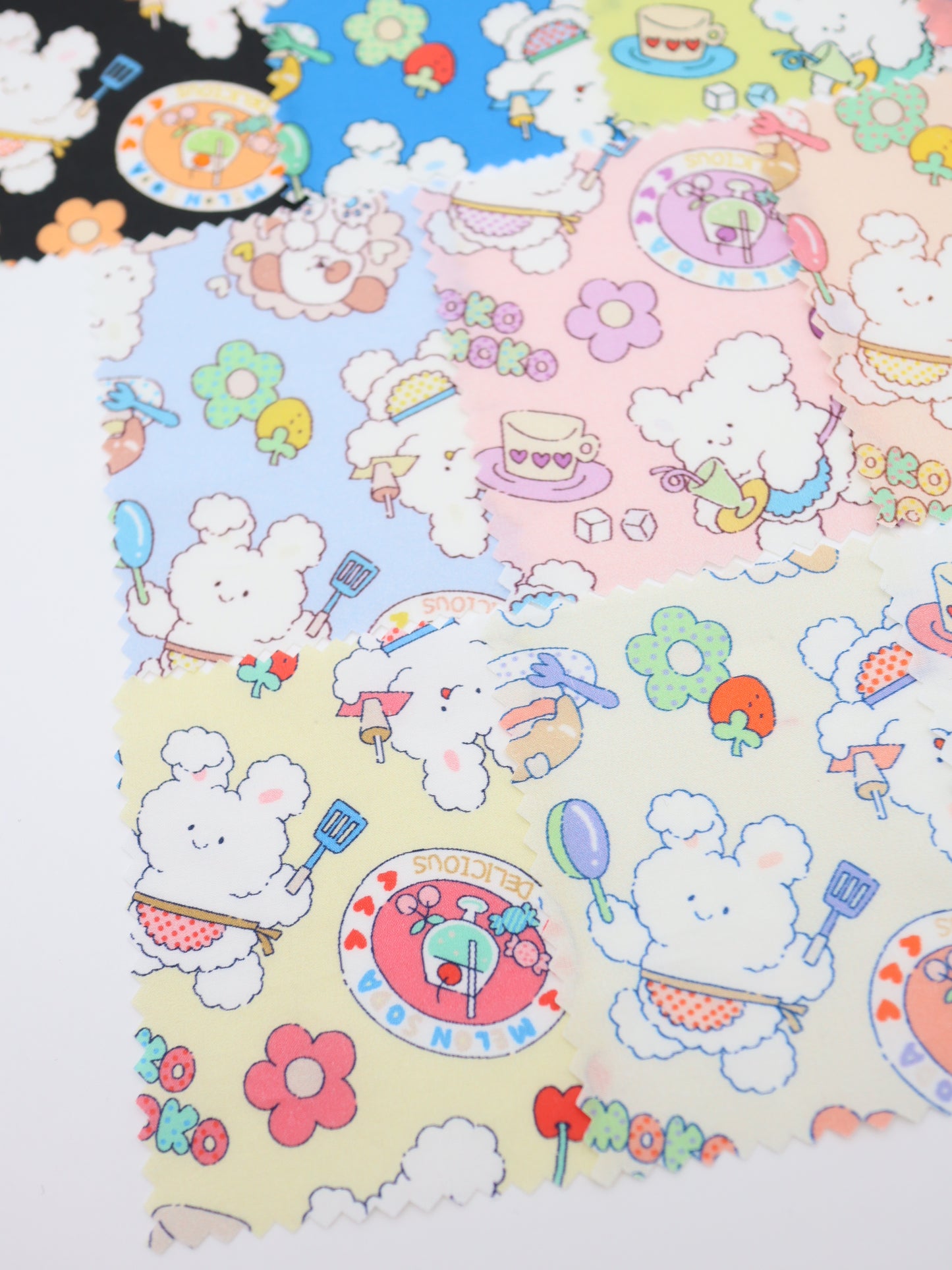 【25AW-024】カフェバイトもこもこうさちゃんプリント綿ローン /0.5yあたり=~775円