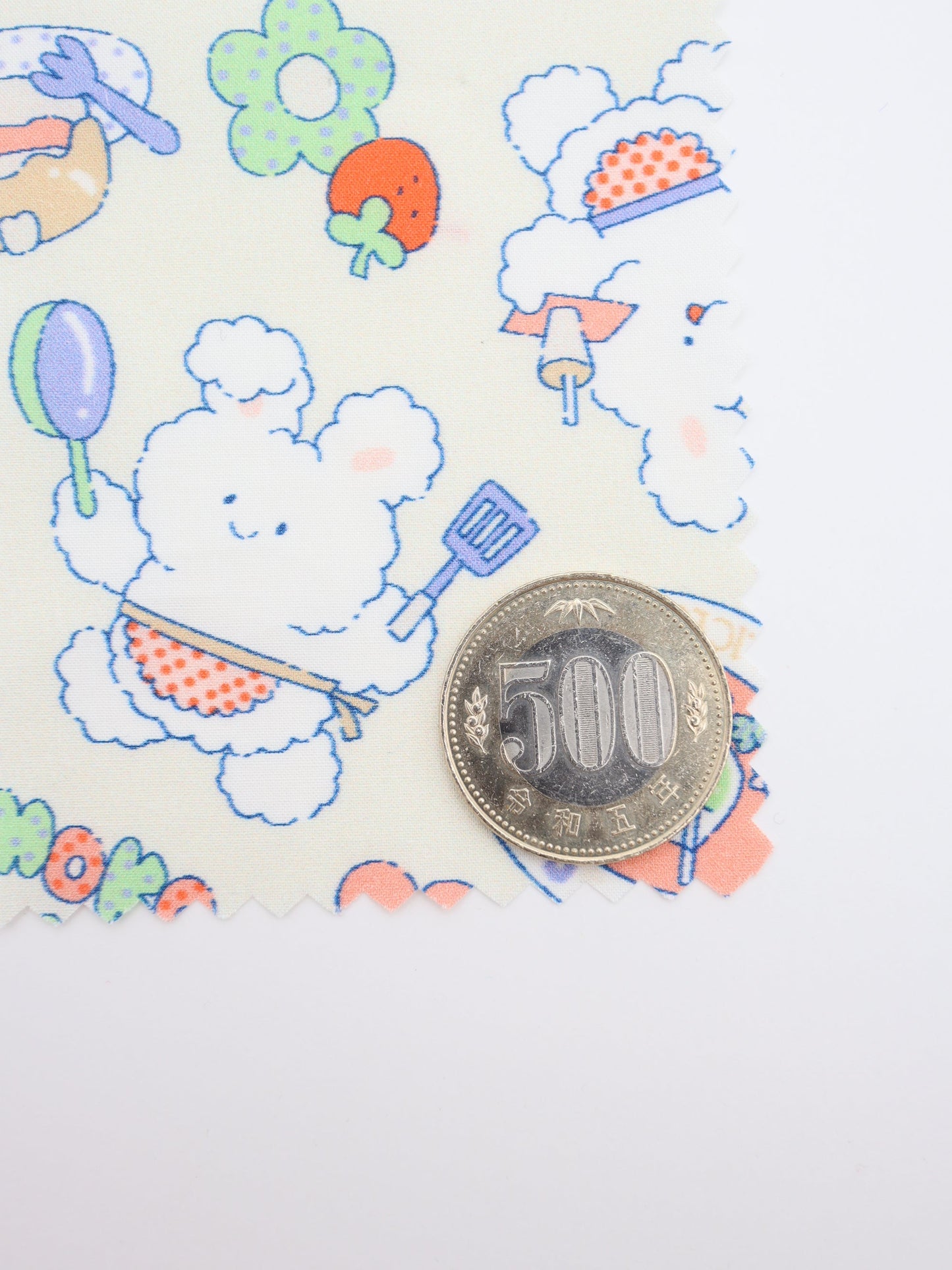 【25AW-024】カフェバイトもこもこうさちゃんプリント綿ローン /0.5yあたり=~775円