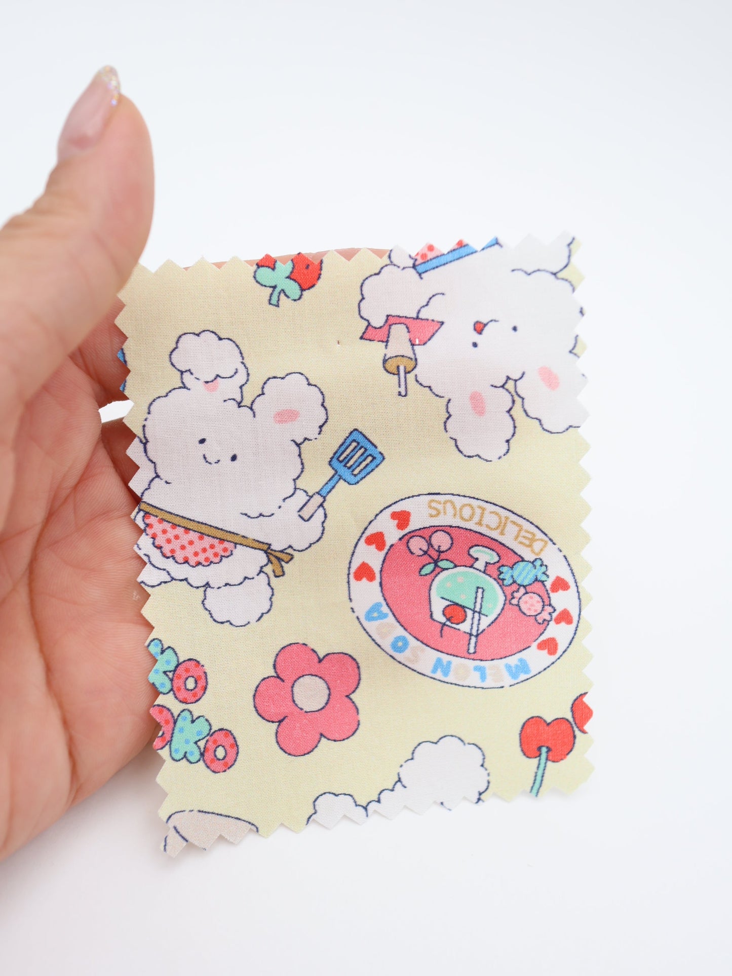 【25AW-024】カフェバイトもこもこうさちゃんプリント綿ローン /0.5yあたり=~775円