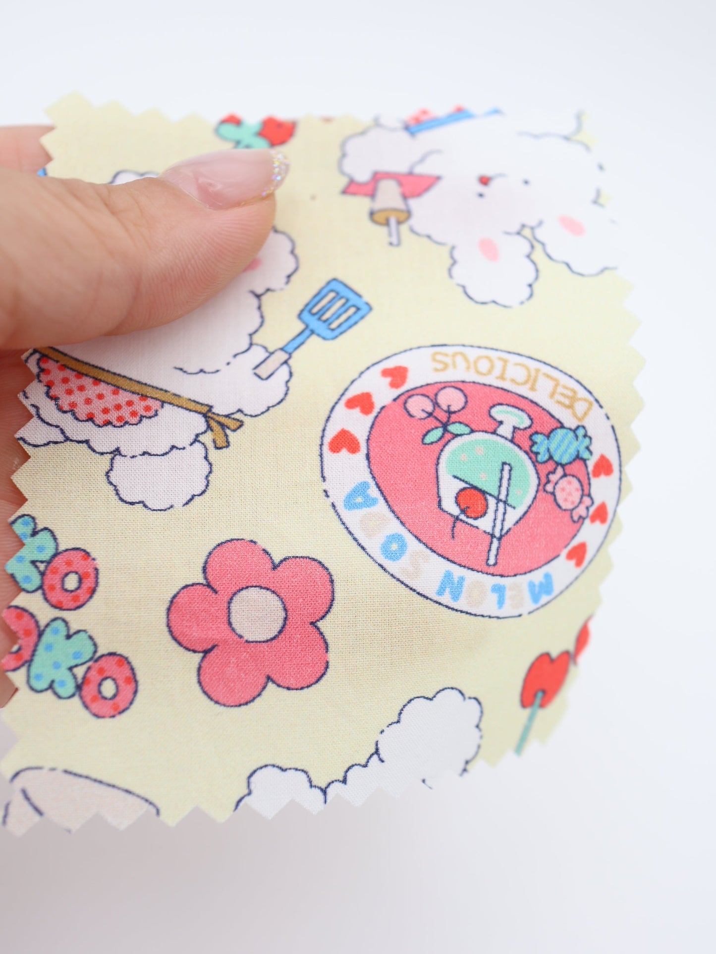 【25AW-024】カフェバイトもこもこうさちゃんプリント綿ローン /0.5yあたり=~775円