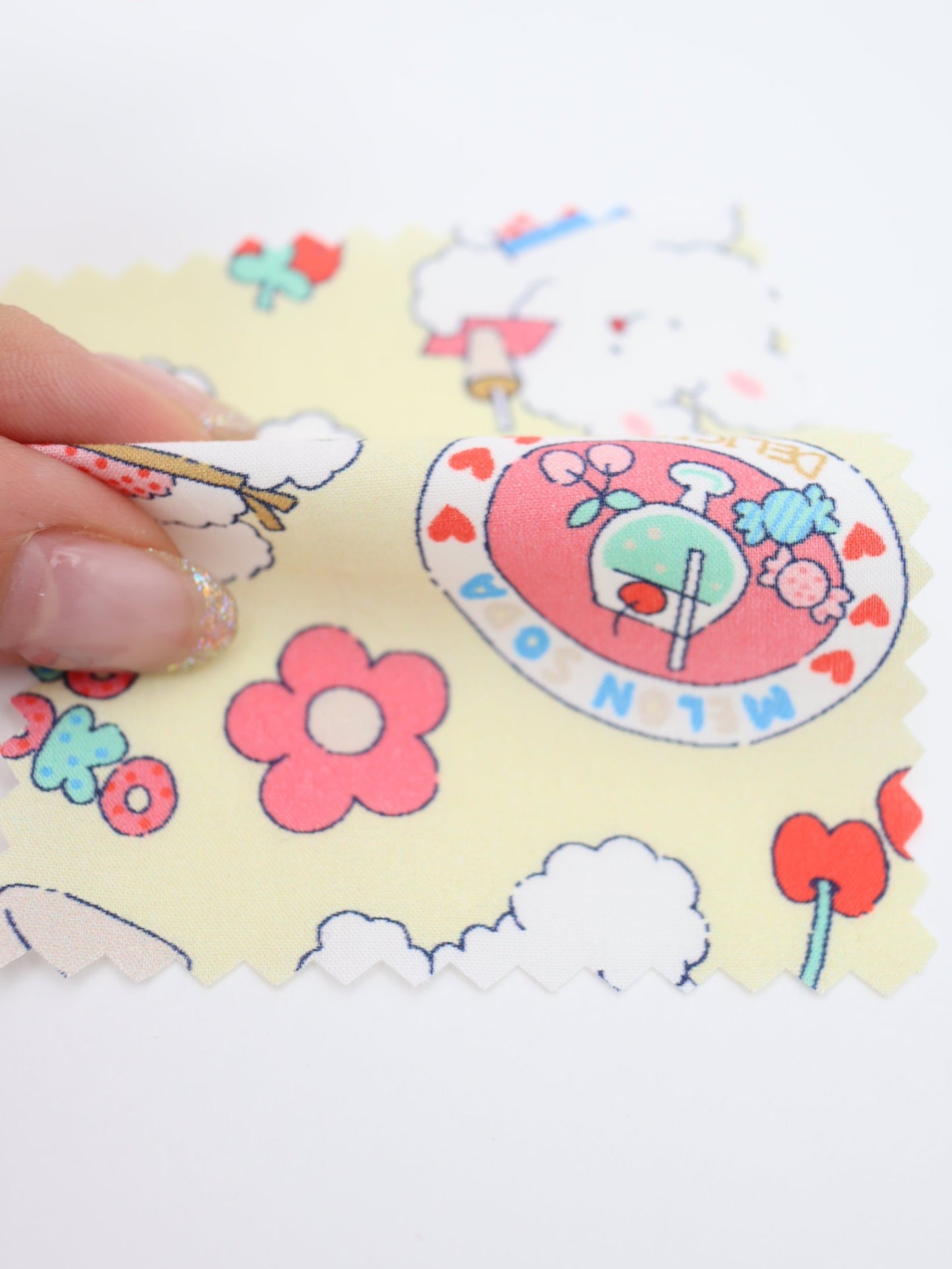【25AW-024】カフェバイトもこもこうさちゃんプリント綿ローン /0.5yあたり=~775円