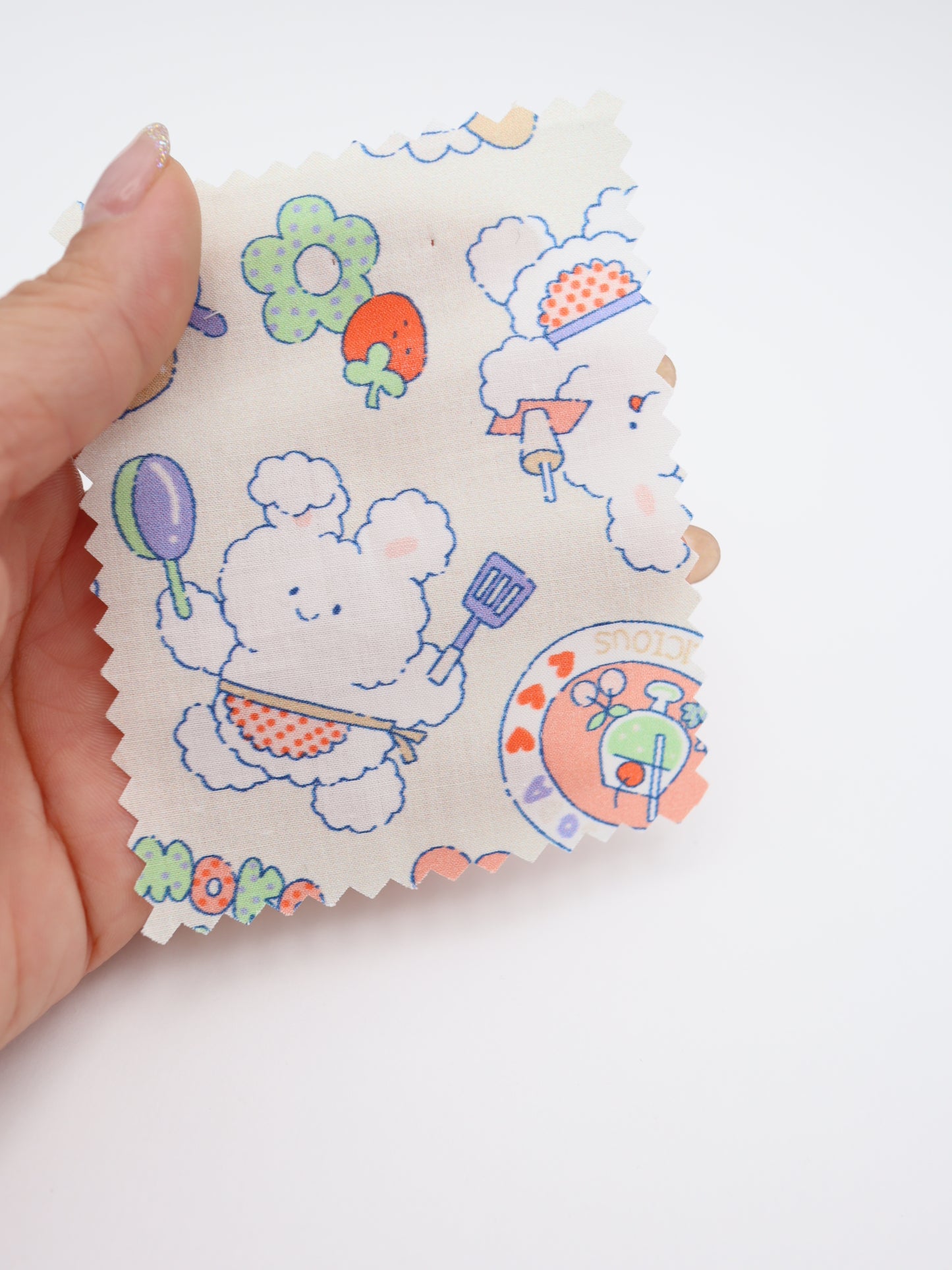 【25AW-024】カフェバイトもこもこうさちゃんプリント綿ローン /0.5yあたり=~775円