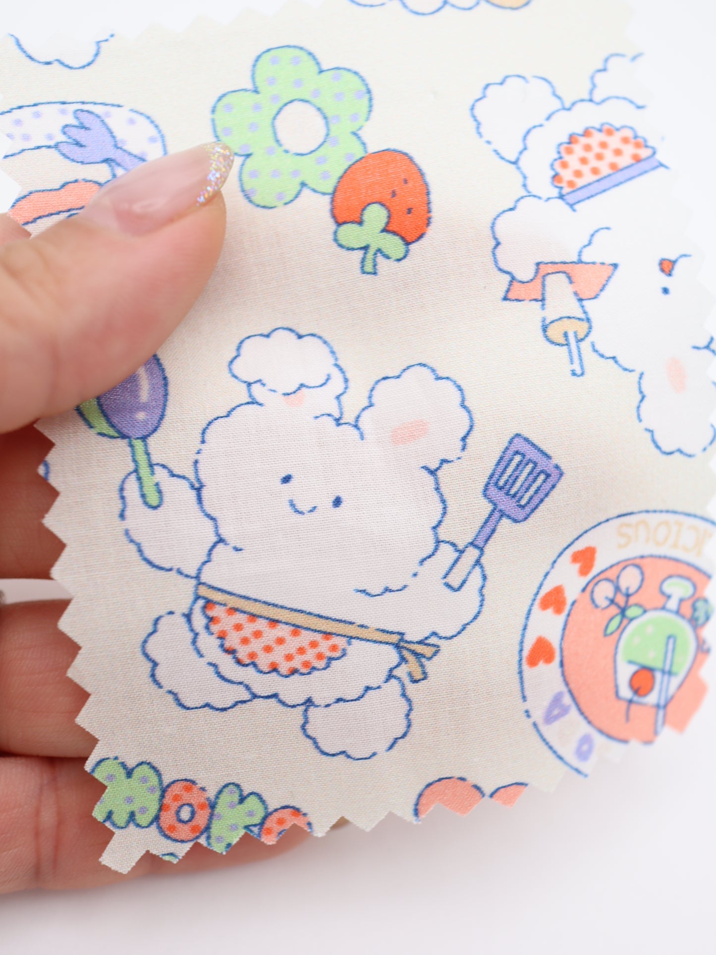 【25AW-024】カフェバイトもこもこうさちゃんプリント綿ローン /0.5yあたり=~775円