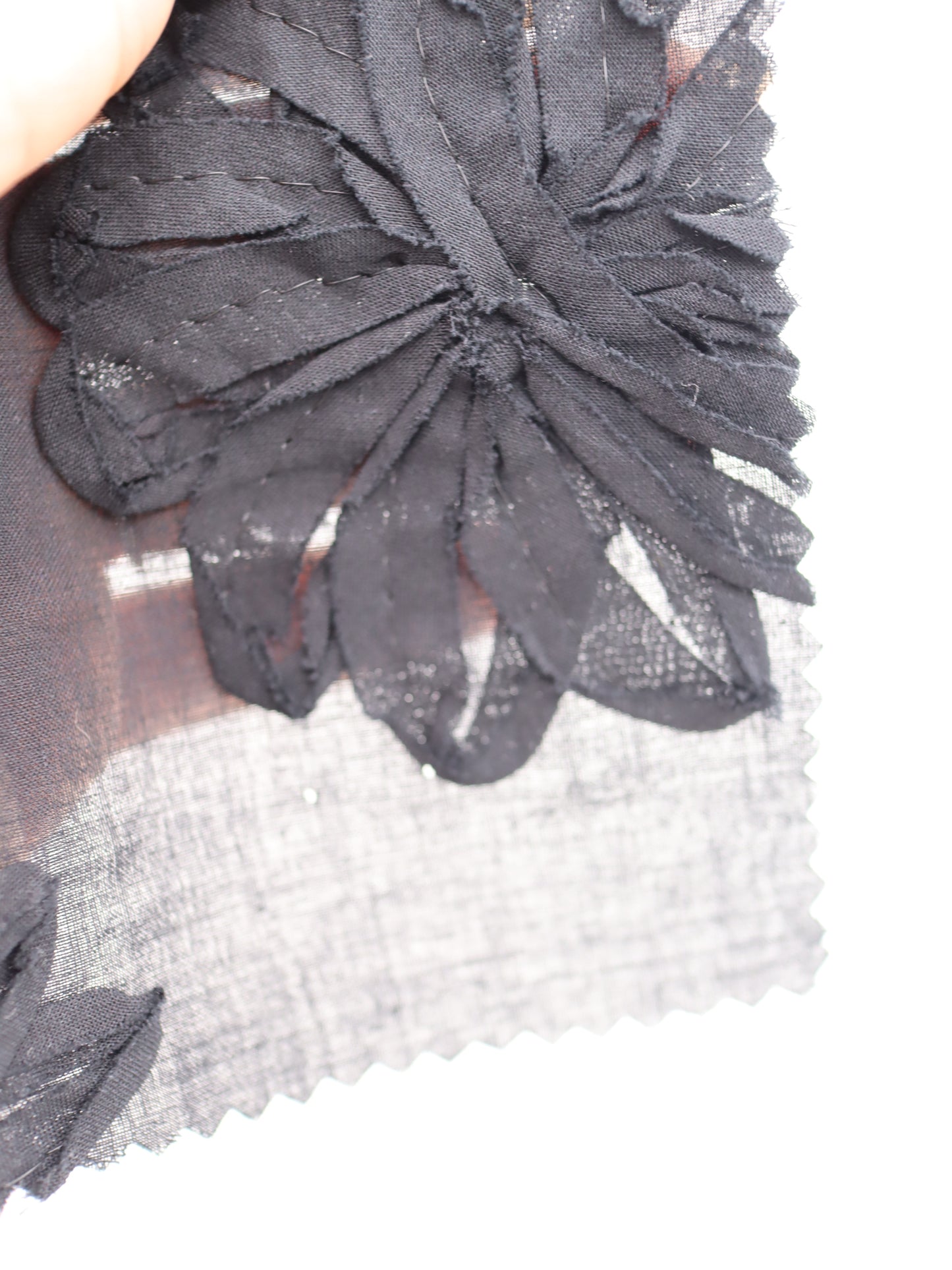 【25AW-017】立体フラワー刺繍綿ローン /0.5yあたり=~1365円
