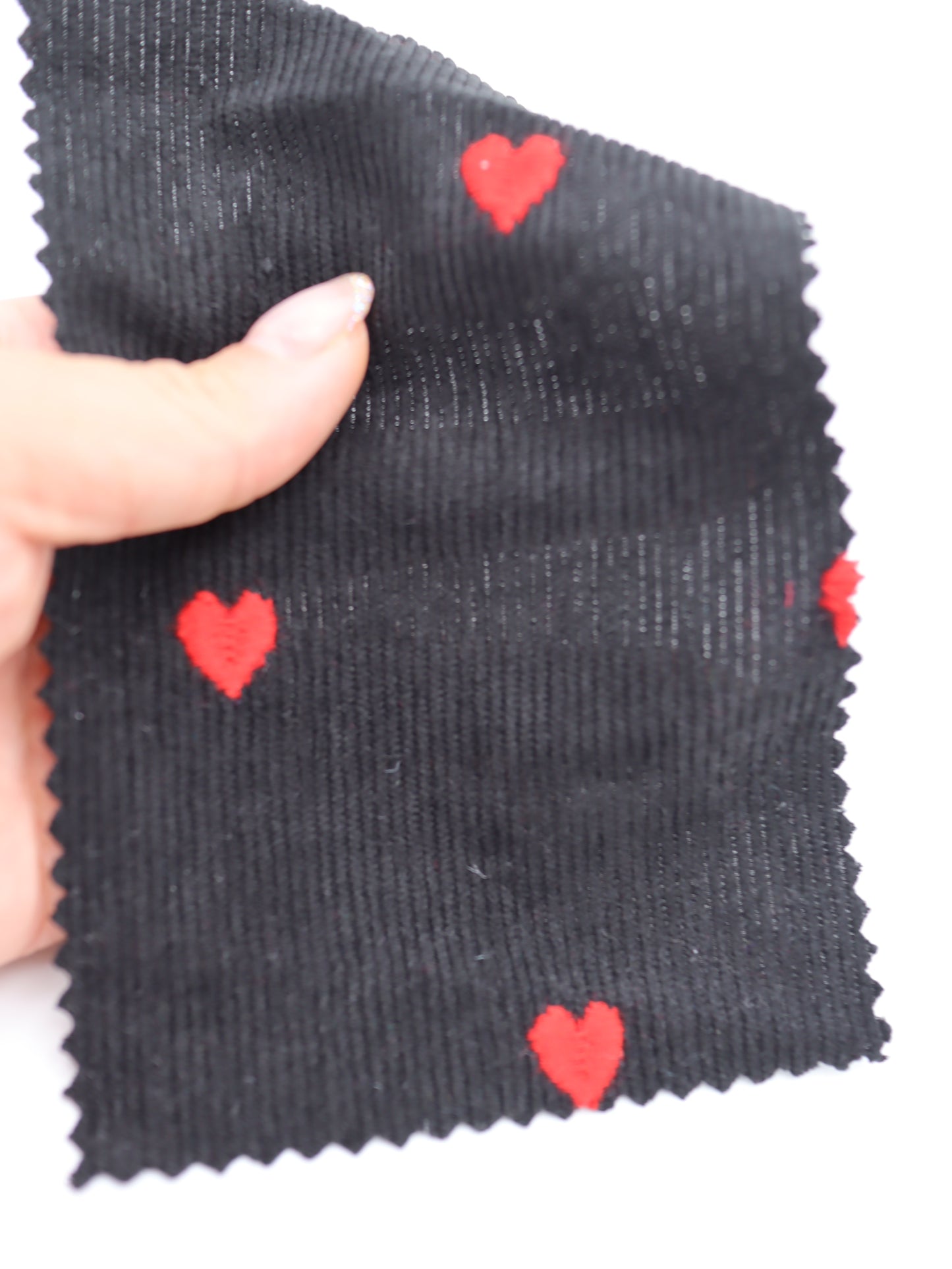 【25AW-008】ハート刺繍コーデュロイ /0.5yあたり=~885円