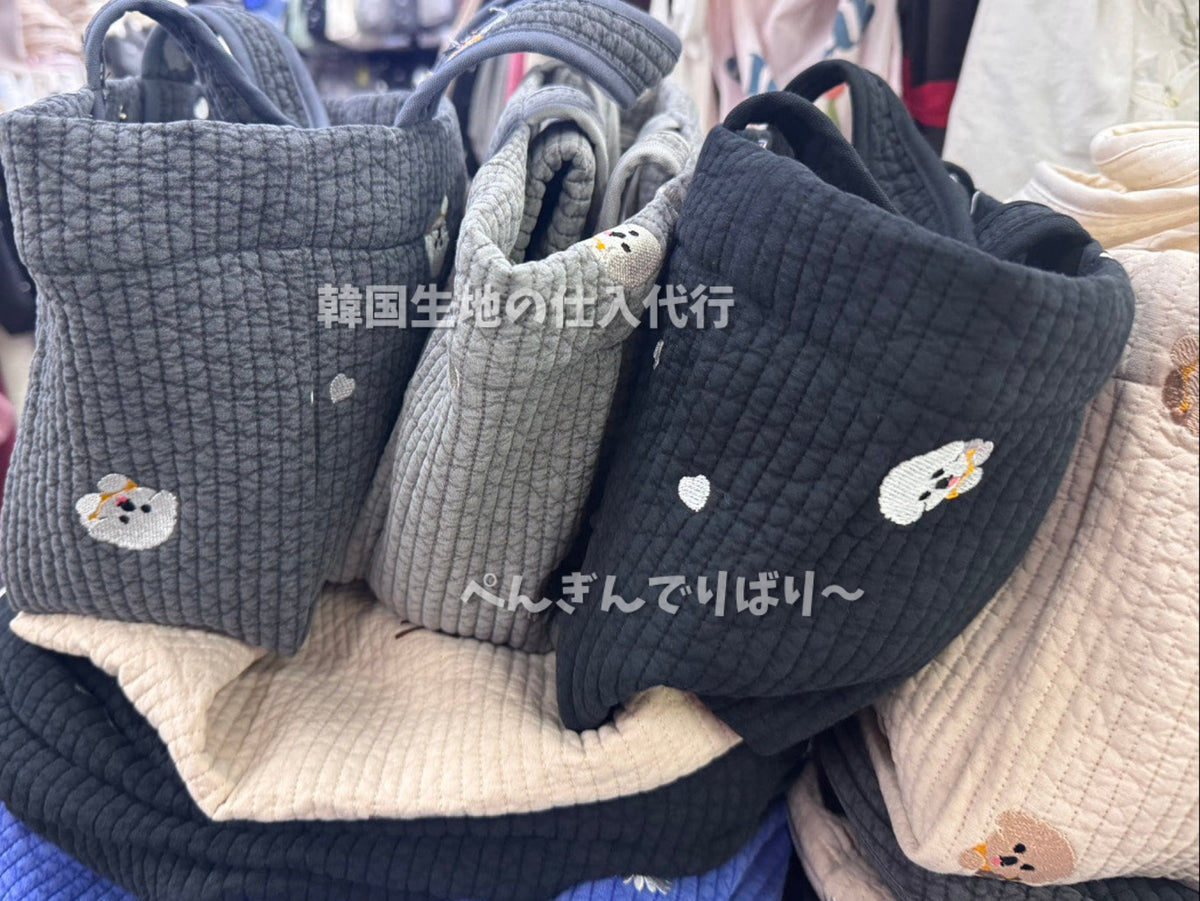 ビションフリーゼ×ハート刺繍・7mm幅ステッチヌビ生地|【生地幅】約147cm【混率】表生地&裏面生地:綿100%|ドッグウェア(バッグ)・ベビー寝具向け 26SS-201