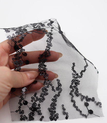 【25SS-383】スパンコール刺繍チュール　/0.5ｙあたり=～1670円