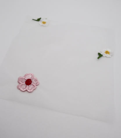 【25SS-388】フラワー刺繍チュール　/0.5ｙあたり=～1235円