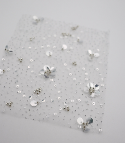 【25SS-396】スパンコール×ビーズ刺繍チュール　/0.5ｙあたり＝～1895円