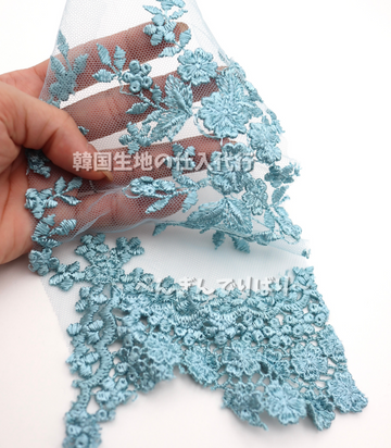 スカラップ刺繍・チュールレース生地｜【生地幅】約132センチ 【混率