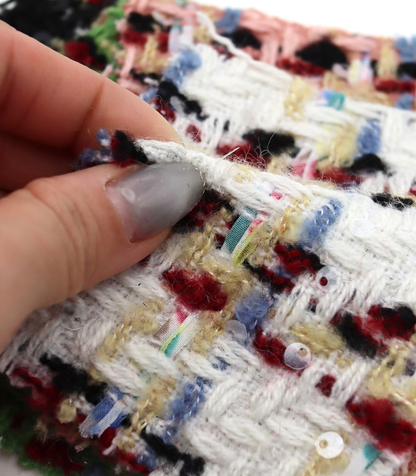 【25SS-157】スパンコール付きカラフルミックスツイード　/0.5ｙあたり = ～ 1700円