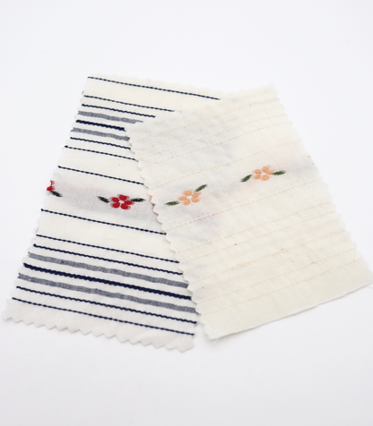 【25SS-443】フラワー×ランダムボーダー刺繍ローン　/0.5ｙあたり=～925円