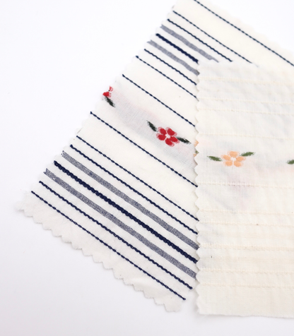 【25SS-443】フラワー×ランダムボーダー刺繍ローン　/0.5ｙあたり=～925円
