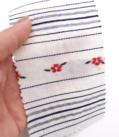 【25SS-443】フラワー×ランダムボーダー刺繍ローン　/0.5ｙあたり=～925円
