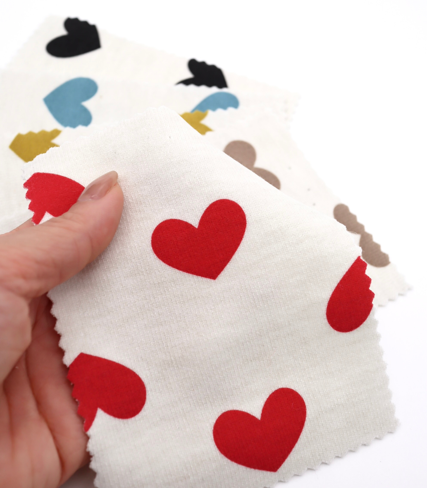 【25SS-400】ハートプリント二重織りニット　/0.5ｙあたり=～1055円