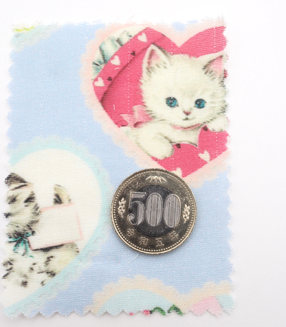 【25SS-410】ねこちゃん×ハートプリントダブルガーゼ　/0.5ｙあたり=～890円