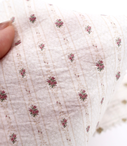 【25SS-421】小花柄×ストライププリントタフタワッシャー　/0.5ｙあたり=～850円