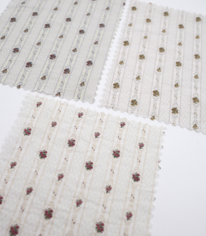 【25SS-421】小花柄×ストライププリントタフタワッシャー　/0.5ｙあたり=～850円