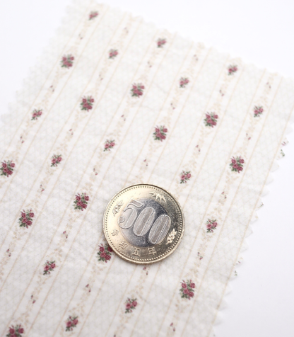 【25SS-421】小花柄×ストライププリントタフタワッシャー　/0.5ｙあたり=～850円