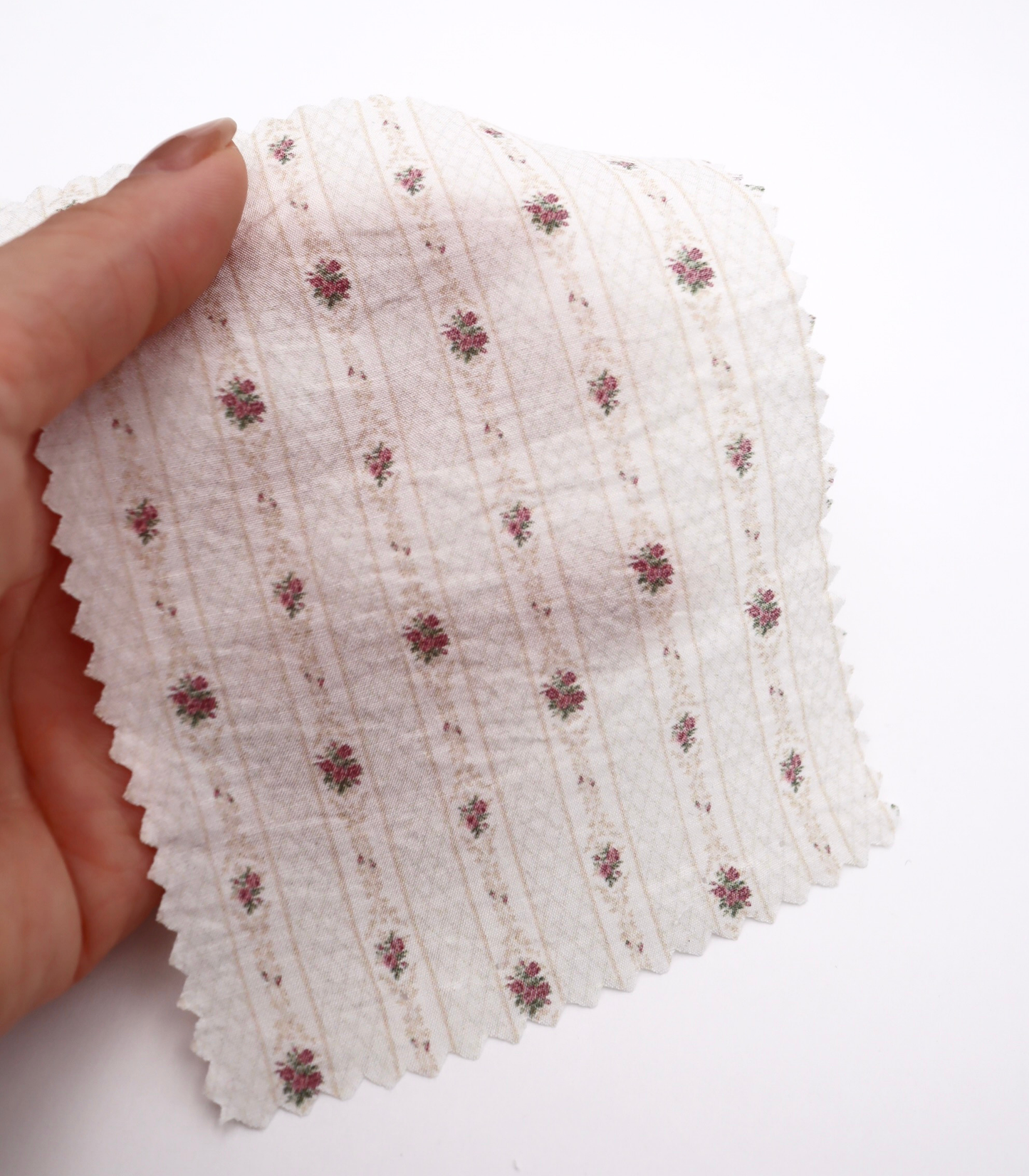 【25SS-421】小花柄×ストライププリントタフタワッシャー　/0.5ｙあたり=～850円