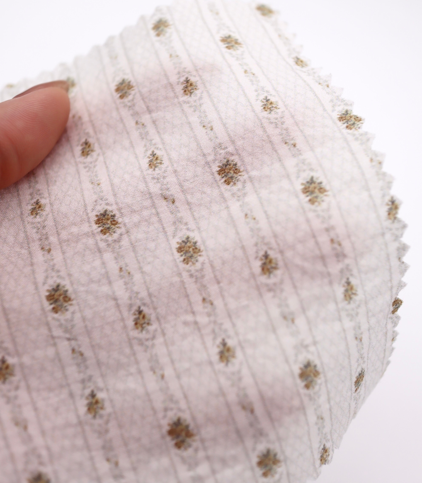 【25SS-421】小花柄×ストライププリントタフタワッシャー　/0.5ｙあたり=～850円